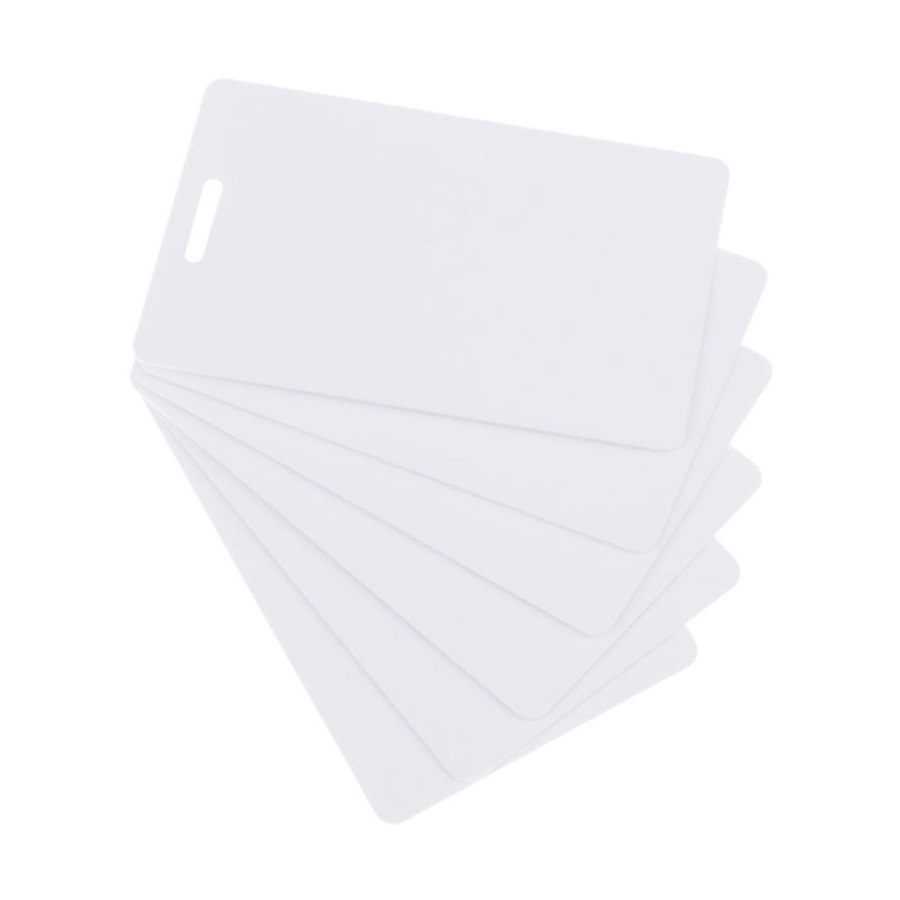 100 x Blank White Slot Punched Plastic PVC CR80 Cards